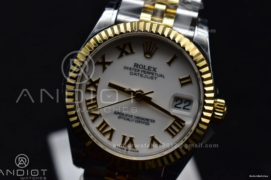 Ladies White YG Bracelet President 31 550 Dial 278271 Steel DateJust Markers Roman Lightweight GSF 316L on 1008